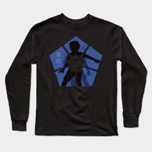 Blue lock anime characters silhouette in blue lock logo shape Long Sleeve T-Shirt